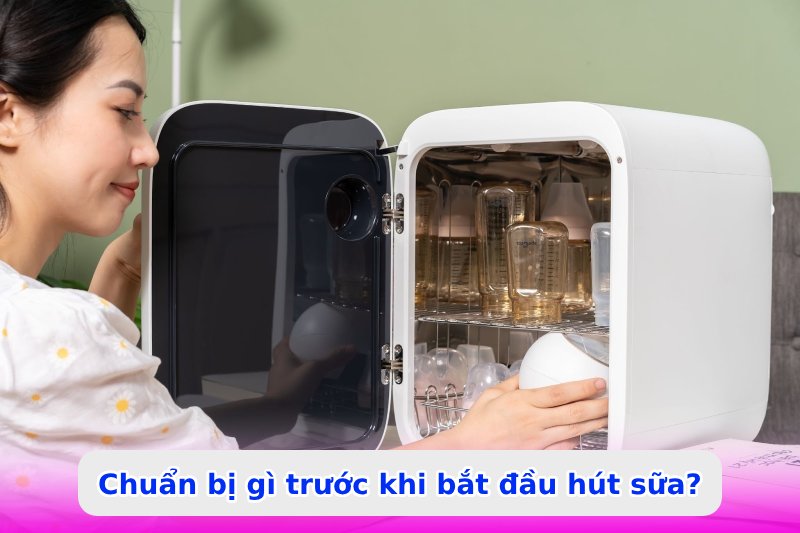Chuẩn bị trước khi kích sữa bằng máy hút sữa